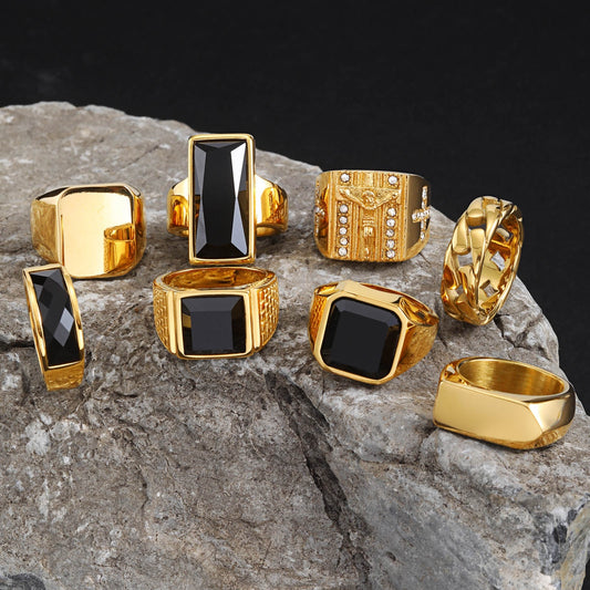 Collection de Bagues Chevalière - Noir & Or