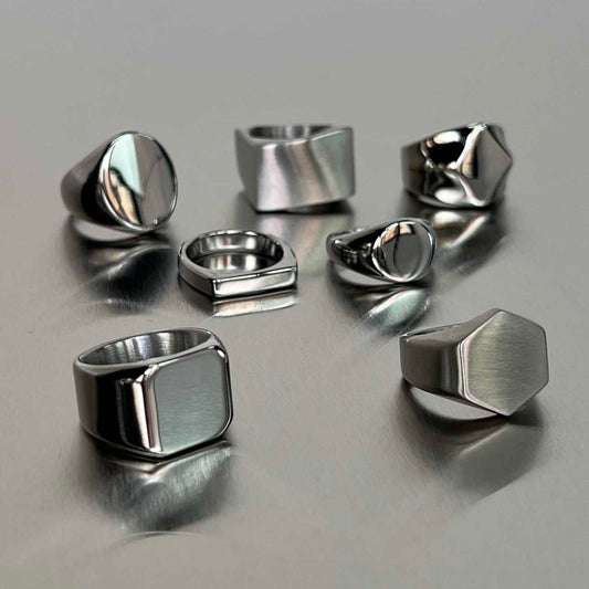 Collection de Bagues Chevalière - Acier argenté